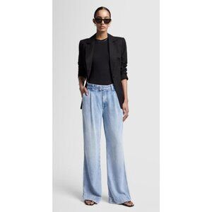 7 FOR ALL MANKIND Pleated Trouser Jeans in Abyss Palazzo Wide Leg